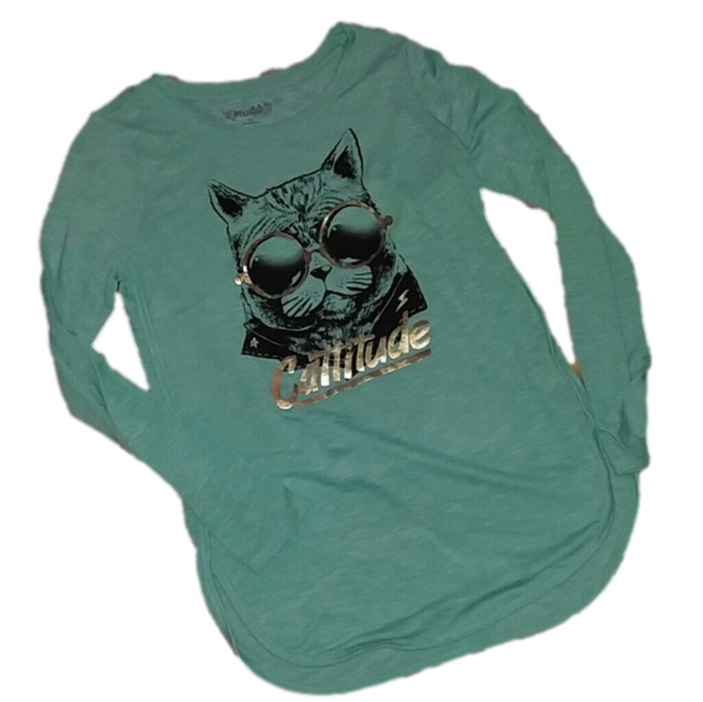 Girls Cattitude Cool Cat Shirt 14 Jr